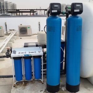 Full advanced villa water system installed next to the water tank